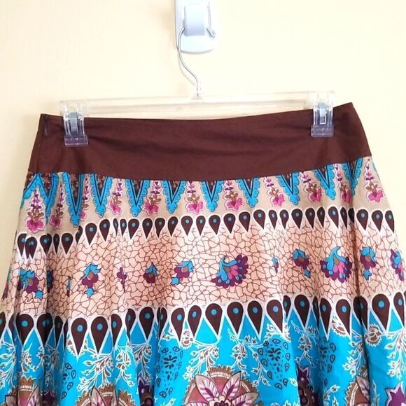 Rene Margo Blue and Brown Multicolored Skirt Sz Medium - Picture 3 of 6